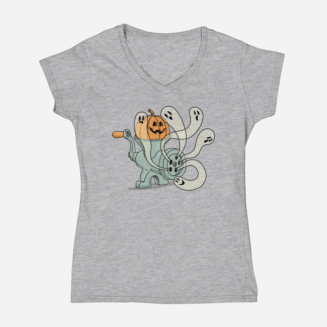 Ghosts In The Grinder-Womens-V-Neck-Tee-gotoup