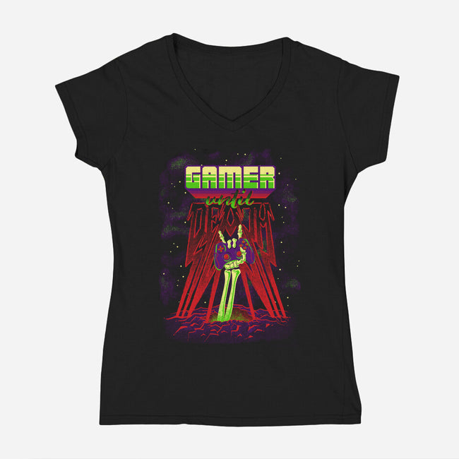 Gamer Until Death-Womens-V-Neck-Tee-diegopedauye