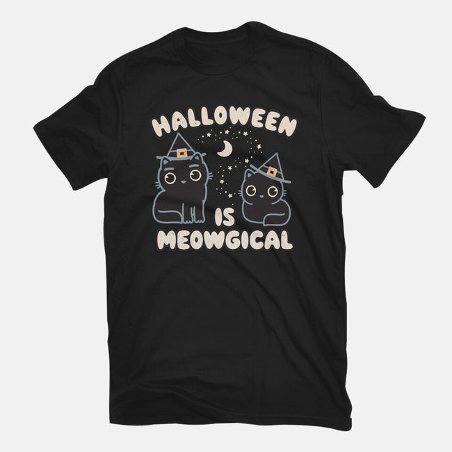 Halloween Is Meowgical-Womens-Basic-Tee-Weird & Punderful
