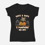 Cats Bats Pumpkins Oh My-Womens-V-Neck-Tee-Weird & Punderful