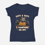 Cats Bats Pumpkins Oh My-Womens-V-Neck-Tee-Weird & Punderful