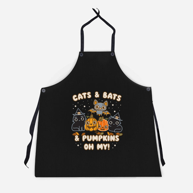 Cats Bats Pumpkins Oh My-Unisex-Kitchen-Apron-Weird & Punderful