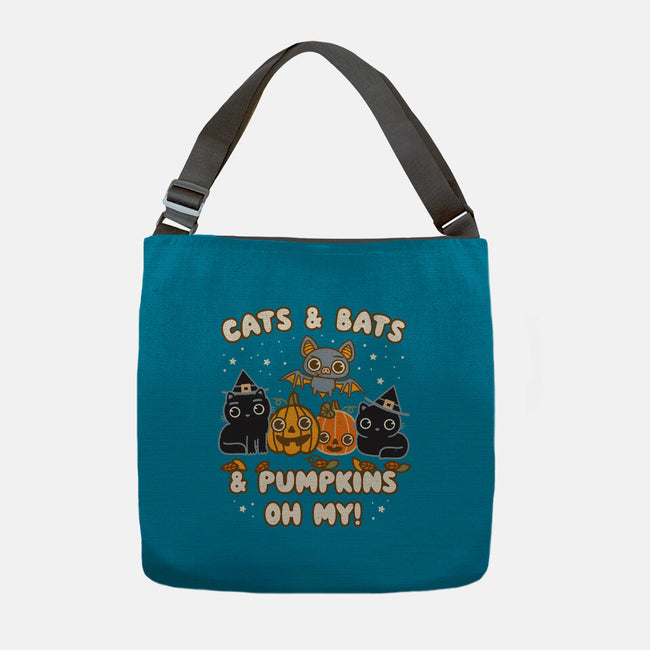 Cats Bats Pumpkins Oh My-None-Adjustable Tote-Bag-Weird & Punderful