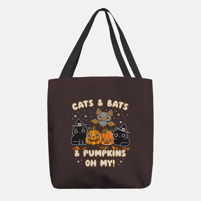 Cats Bats Pumpkins Oh My-None-Basic Tote-Bag-Weird & Punderful