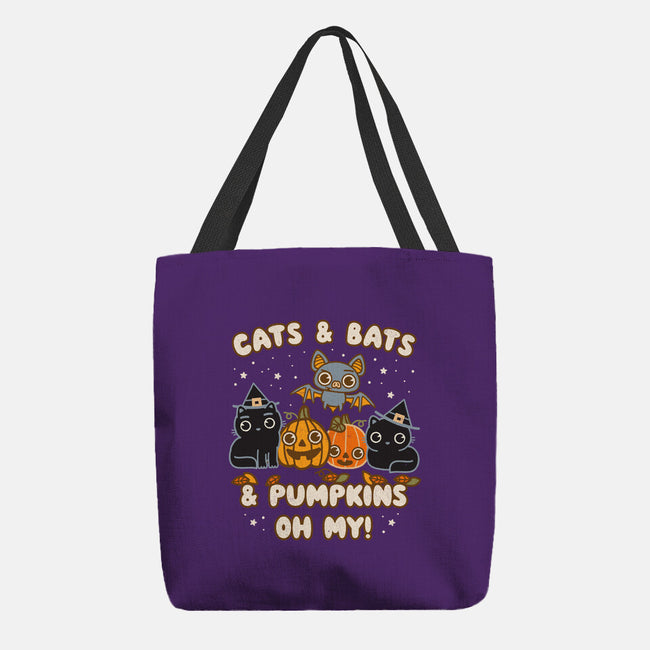 Cats Bats Pumpkins Oh My-None-Basic Tote-Bag-Weird & Punderful