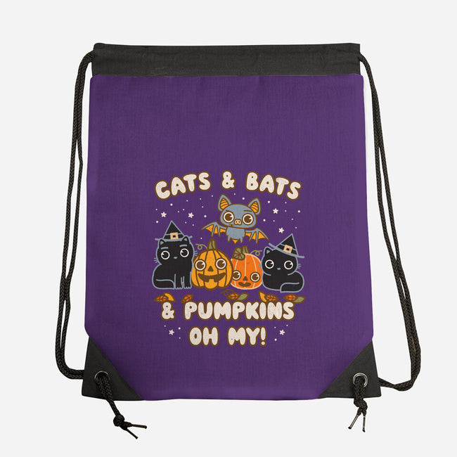 Cats Bats Pumpkins Oh My-None-Drawstring-Bag-Weird & Punderful