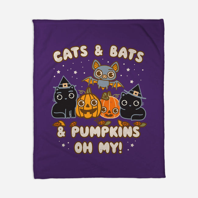 Cats Bats Pumpkins Oh My-None-Fleece-Blanket-Weird & Punderful