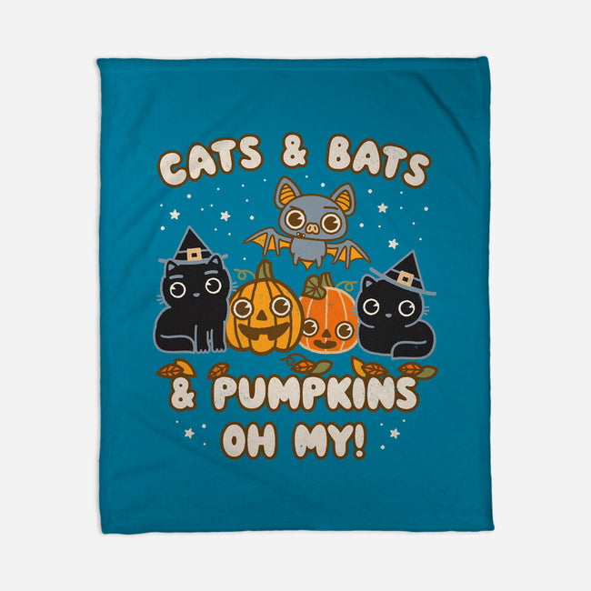 Cats Bats Pumpkins Oh My-None-Fleece-Blanket-Weird & Punderful