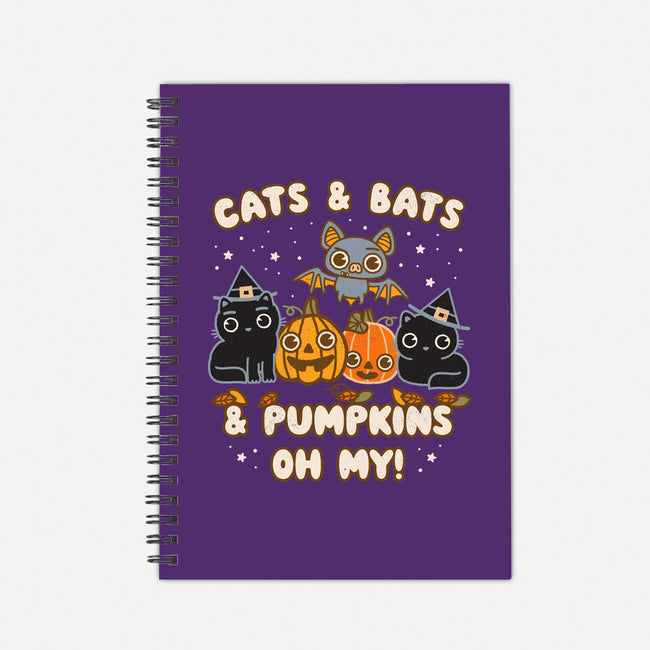 Cats Bats Pumpkins Oh My-None-Dot Grid-Notebook-Weird & Punderful