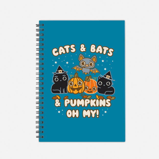 Cats Bats Pumpkins Oh My-None-Dot Grid-Notebook-Weird & Punderful