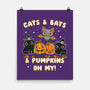 Cats Bats Pumpkins Oh My-None-Matte-Poster-Weird & Punderful