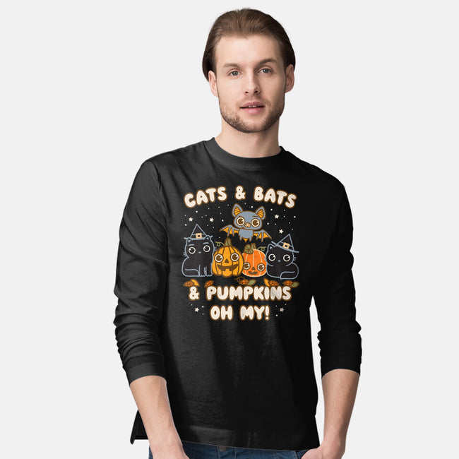 Cats Bats Pumpkins Oh My-Mens-Long Sleeved-Tee-Weird & Punderful