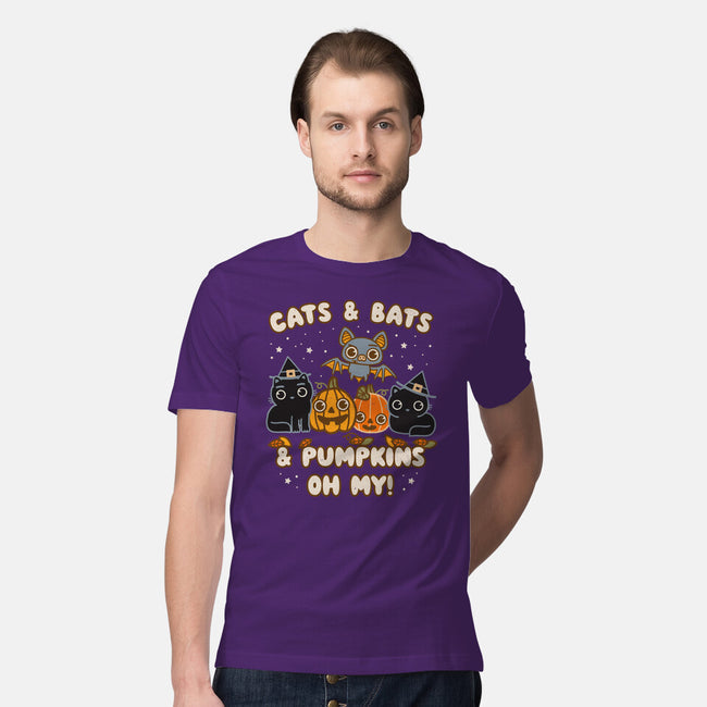 Cats Bats Pumpkins Oh My-Mens-Premium-Tee-Weird & Punderful