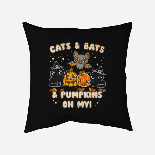 Cats Bats Pumpkins Oh My-None-Non-Removable Cover w Insert-Throw Pillow-Weird & Punderful