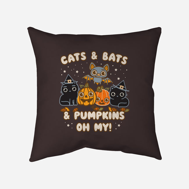 Cats Bats Pumpkins Oh My-None-Non-Removable Cover w Insert-Throw Pillow-Weird & Punderful