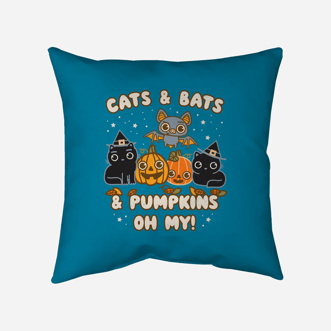Cats Bats Pumpkins Oh My-None-Removable Cover w Insert-Throw Pillow-Weird & Punderful