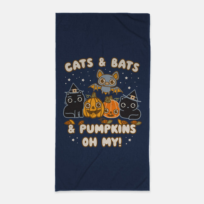Cats Bats Pumpkins Oh My-None-Beach-Towel-Weird & Punderful