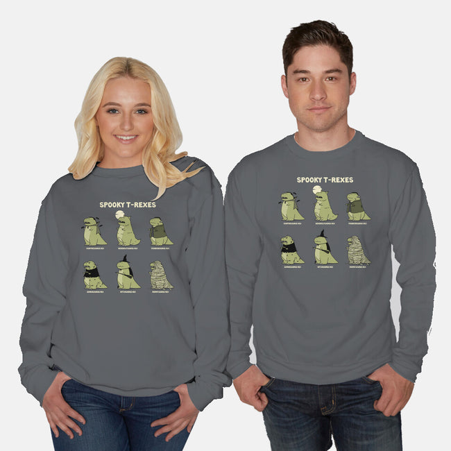 Spooky T-Rexes-Unisex-Crew Neck-Sweatshirt-pigboom