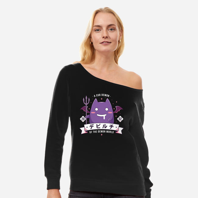 Small Demon-Womens-Off Shoulder-Sweatshirt-Alundrart