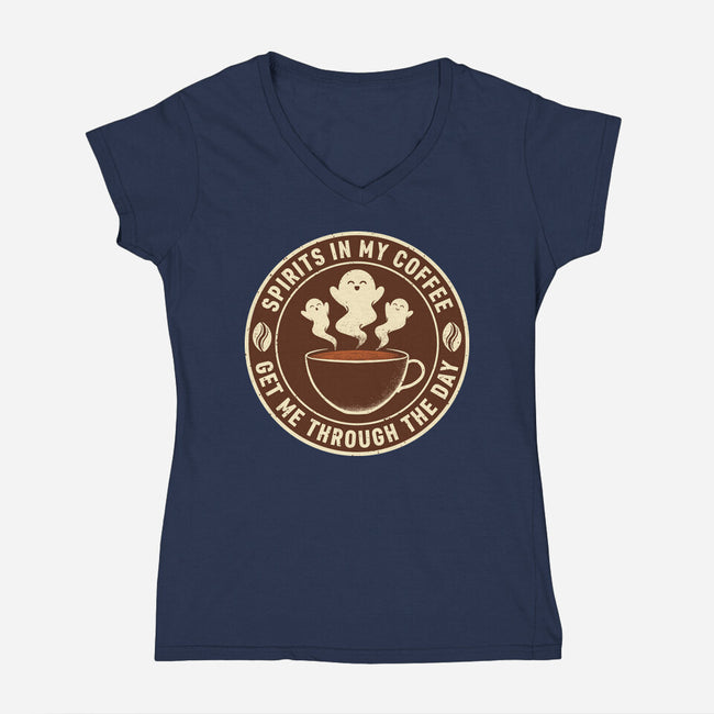 Spirits In My Coffee-Womens-V-Neck-Tee-danielmorris1993