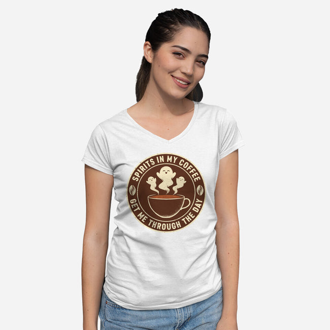 Spirits In My Coffee-Womens-V-Neck-Tee-danielmorris1993