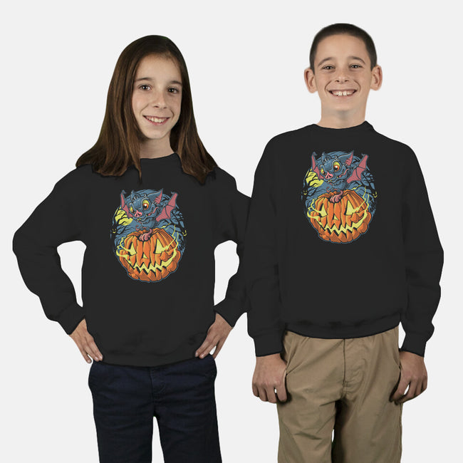 Spooky Night Bat-Youth-Crew Neck-Sweatshirt-Betmac