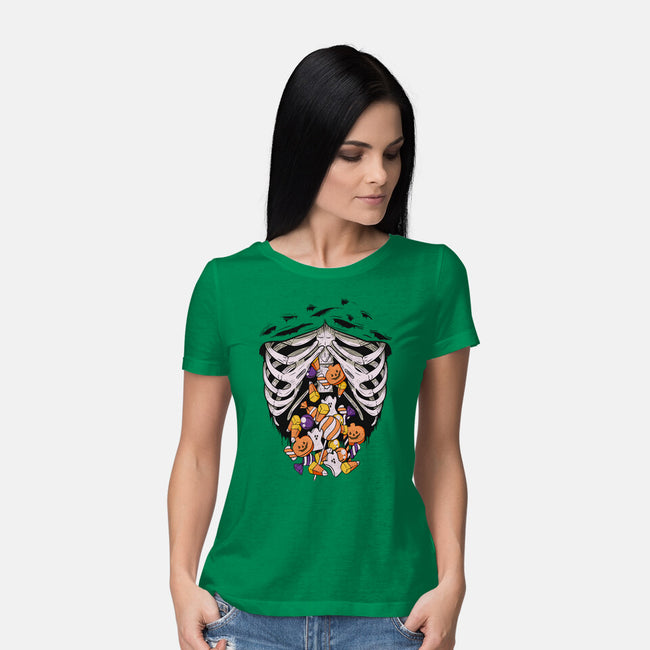 Candy Skeleton-Womens-Basic-Tee-LM2KONE