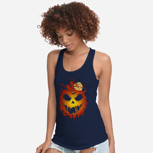 Halloween Scary Pumpkin-Womens-Racerback-Tank-LM2KONE