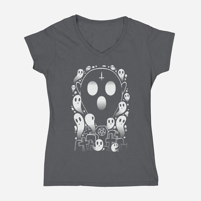 King Of Ghosts-Womens-V-Neck-Tee-LM2KONE