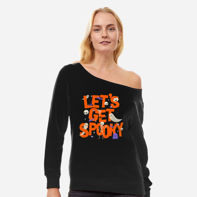 Time To Get Spooky-Womens-Off Shoulder-Sweatshirt-zachterrelldraws