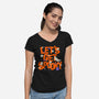 Time To Get Spooky-Womens-V-Neck-Tee-zachterrelldraws