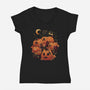 Pumpkin House Halloween-Womens-V-Neck-Tee-tobefonseca