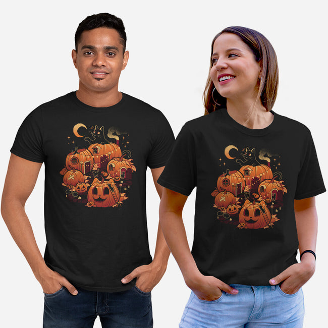 Pumpkin House Halloween-Unisex-Basic-Tee-tobefonseca