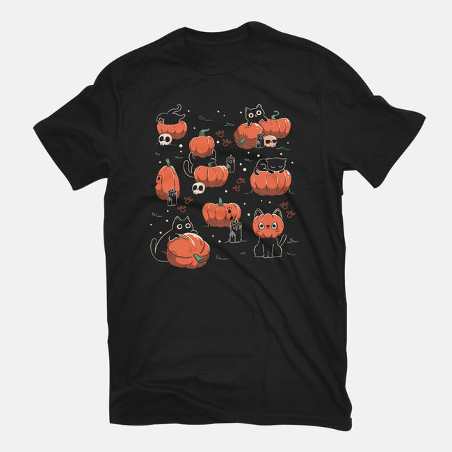Pumpkin Halloween Cats-Mens-Basic-Tee-tobefonseca