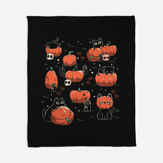 Pumpkin Halloween Cats-None-Fleece-Blanket-tobefonseca