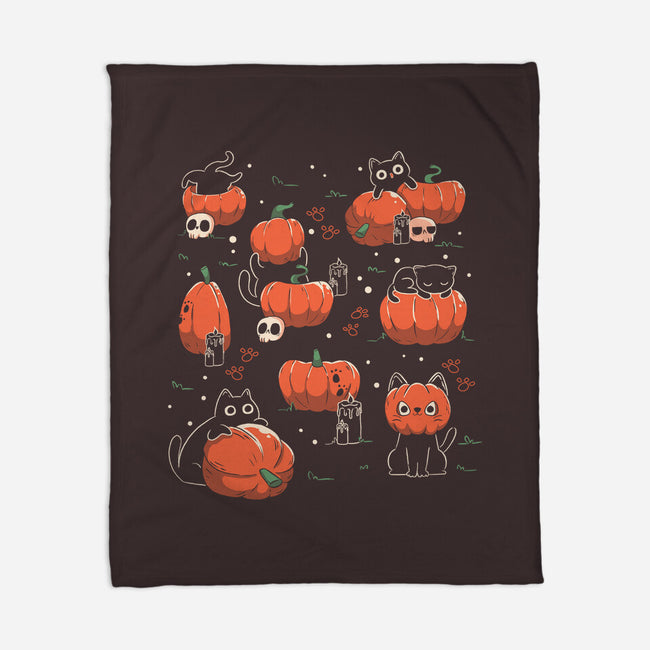 Pumpkin Halloween Cats-None-Fleece-Blanket-tobefonseca