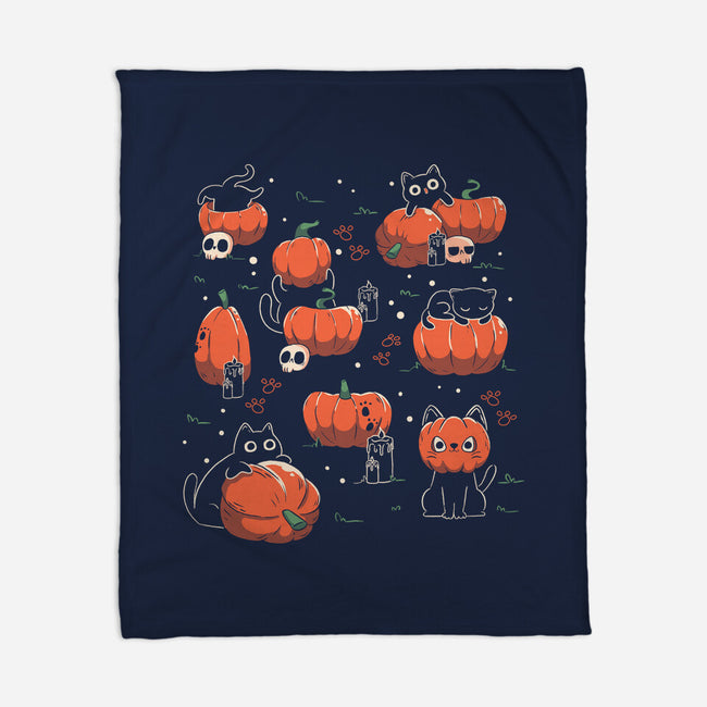 Pumpkin Halloween Cats-None-Fleece-Blanket-tobefonseca