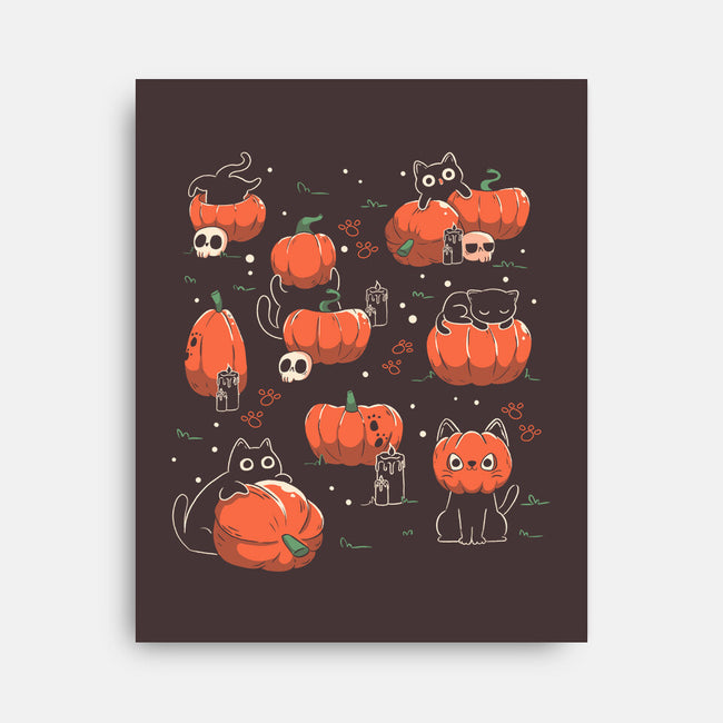 Pumpkin Halloween Cats-None-Stretched-Canvas-tobefonseca