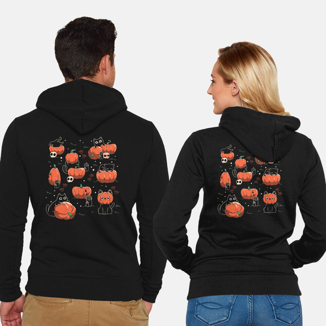 Pumpkin Halloween Cats-Unisex-Zip-Up-Sweatshirt-tobefonseca