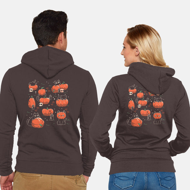 Pumpkin Halloween Cats-Unisex-Zip-Up-Sweatshirt-tobefonseca