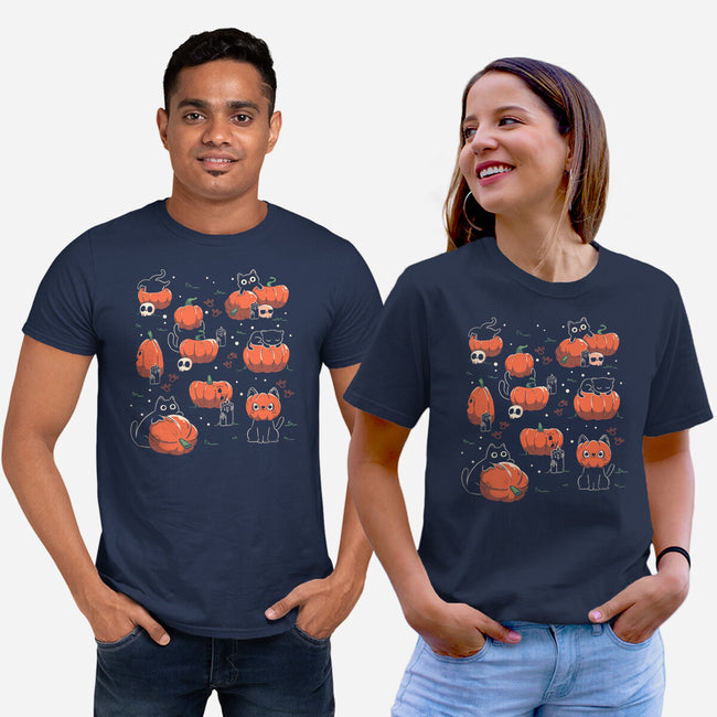 Pumpkin Halloween Cats-Unisex-Basic-Tee-tobefonseca