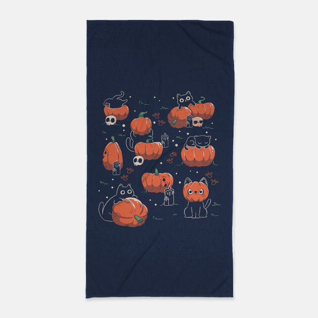 Pumpkin Halloween Cats-None-Beach-Towel-tobefonseca