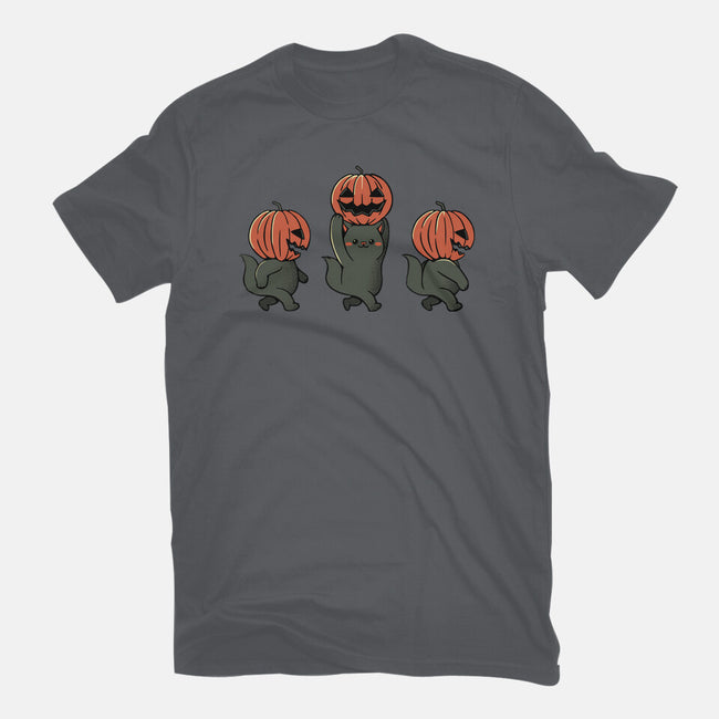 Halloween Pumpkin Kittens-Mens-Heavyweight-Tee-tobefonseca