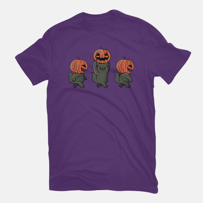 Halloween Pumpkin Kittens-Womens-Basic-Tee-tobefonseca