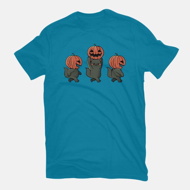 Halloween Pumpkin Kittens-Unisex-Basic-Tee-tobefonseca