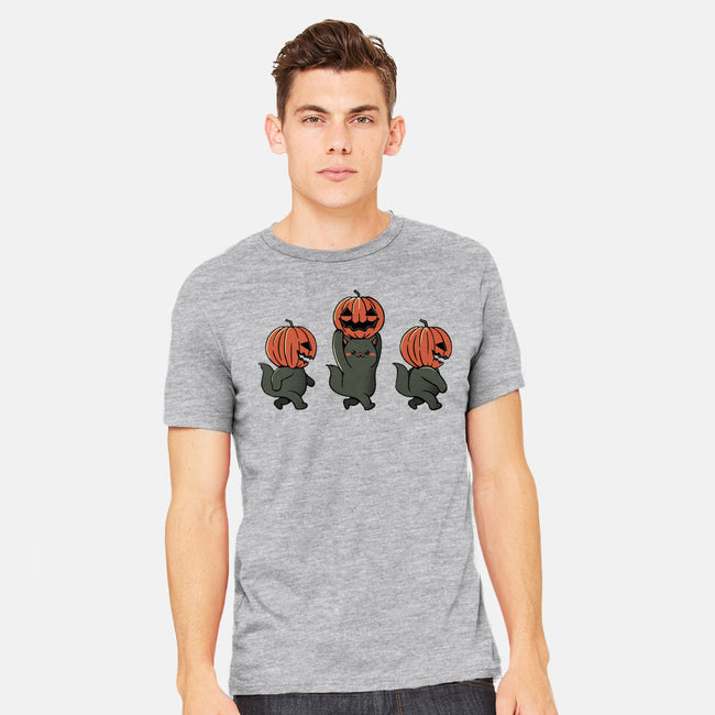 Halloween Pumpkin Kittens-Mens-Heavyweight-Tee-tobefonseca