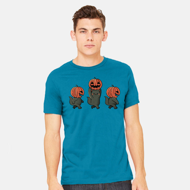 Halloween Pumpkin Kittens-Mens-Heavyweight-Tee-tobefonseca