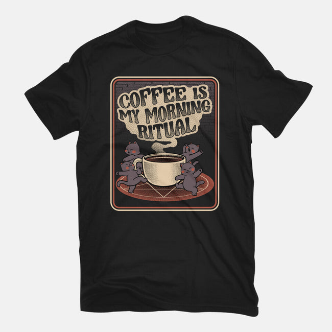 Coffee Morning Ritual Cats-Womens-Basic-Tee-tobefonseca