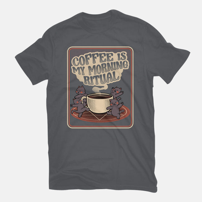 Coffee Morning Ritual Cats-Womens-Basic-Tee-tobefonseca