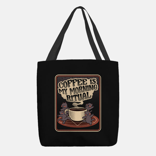 Coffee Morning Ritual Cats-None-Basic Tote-Bag-tobefonseca